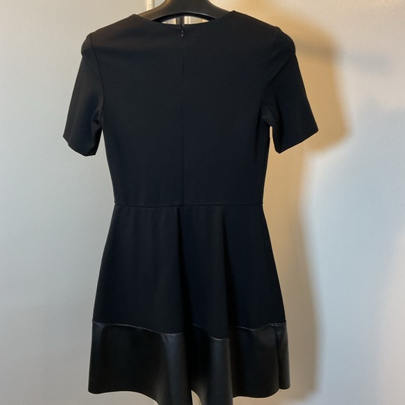 NWT Aqua Black Dress Faux Leather Skirt Short Sleeve Chic Size Large - Picture 6 of 7